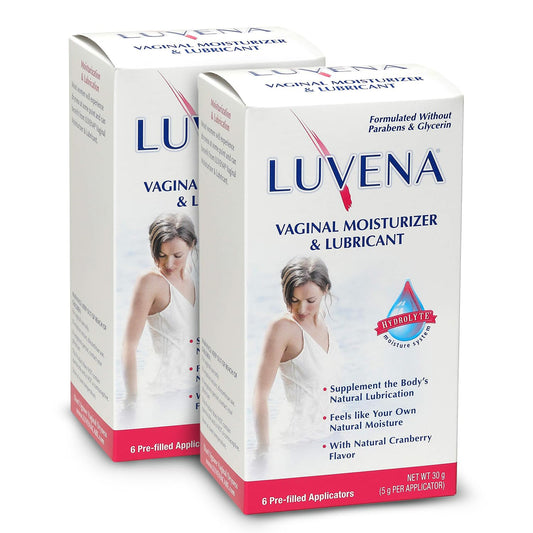 Luvena Moisturizer bottle and applicator for simple intimate care.