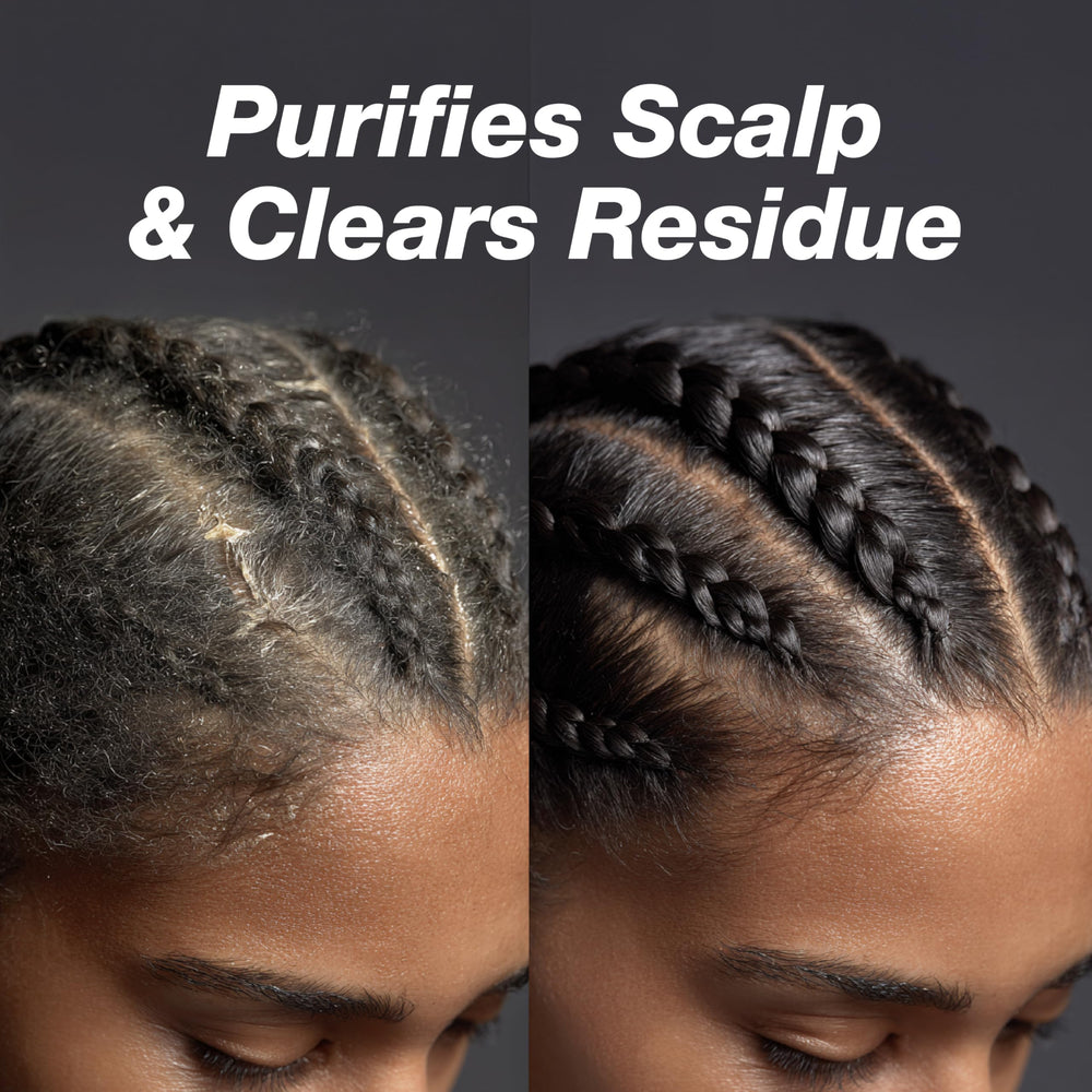 Lux Collection Detox Powder on braids and locs close-up of texture