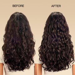 Luxfume Magic Curl Conditioner hair application shows easier detangling and defined curls.