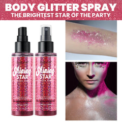 Luxfume Pink Body Glitter Face closeup shows festive glow