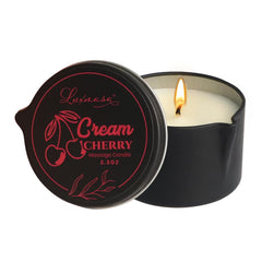 LUXMASA cream cherry scented massage candle jar