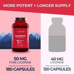 Ingredients table showing Lycopene 50mg information