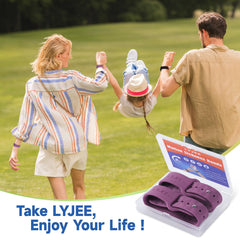 LYJEE motion sickness band close-up fabric highlighting soft, skin-friendly material.