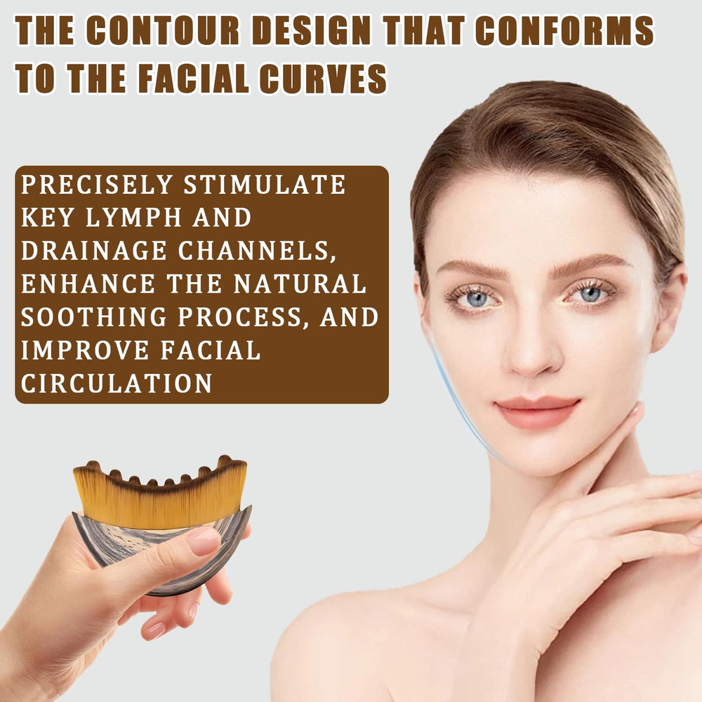 Lymphatic Contour Face Brush bristles close-up highlight soothing massage during routines.