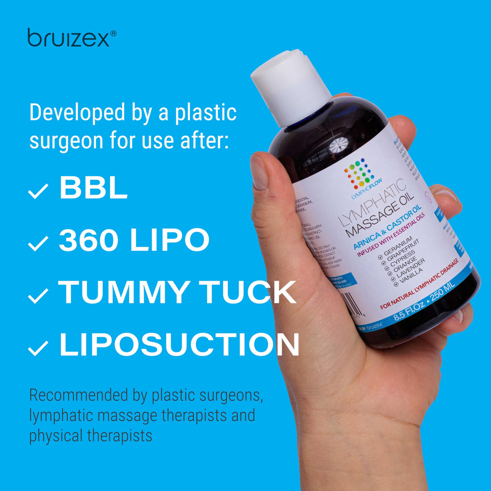 Hand applying massage oil for lymphatic drainage