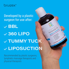 Hand applying massage oil for lymphatic drainage