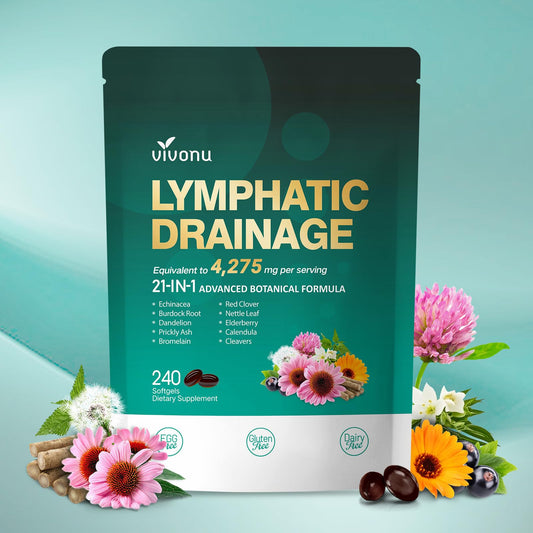 Bottle of Lymphatic Drainage Supplements with 240 softgels