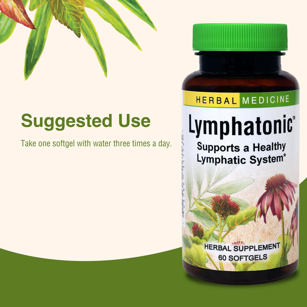 Herbs Etc Lymphatonic Softgels two-pack bottle display