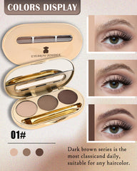 LYSdefeu three-color brow palette with matte shades for natural look.