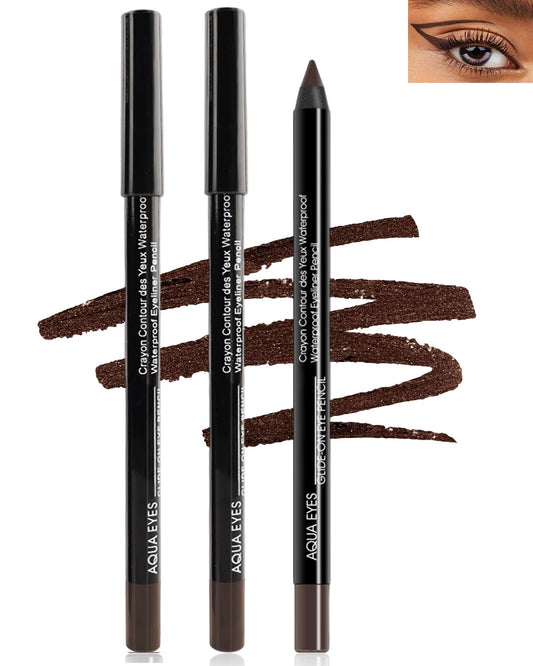 LYSdefeu gel eyeliner pencil 3pcs brown set for precise, long-lasting eye definition