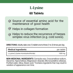 L-Lysine 1000 mg supplement facts