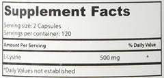 L-Lysine 500 mg dietary supplement