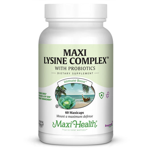 Maxi Lysine Complex bottle with capsules