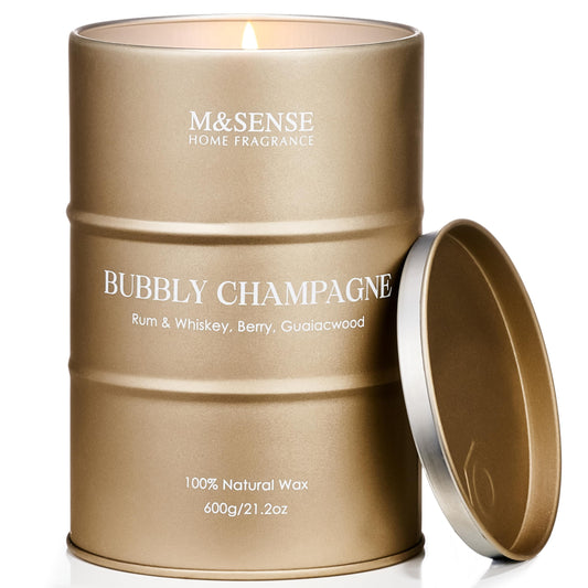 M&SENSE Bubbly Champagne candle tin – front view
