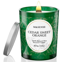 M&SENSE Cedarwood Orange Candle wax jar creates cozy evenings and warm ambience.