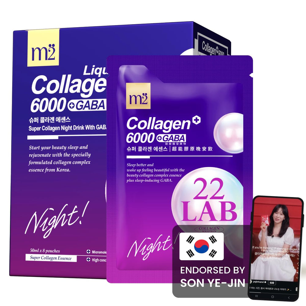 Bottle and 8-pack carton of m2 Liquid Collagen