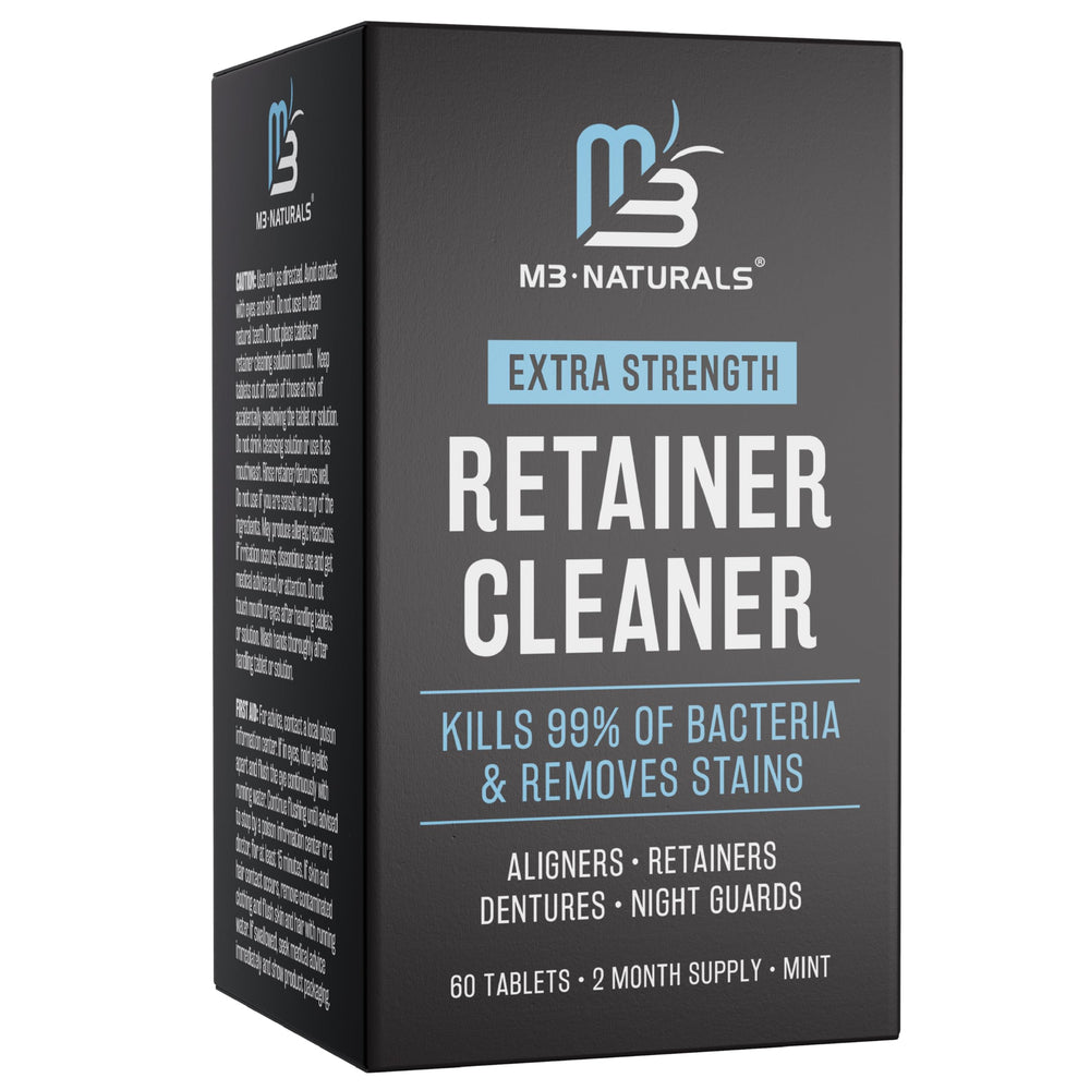 Bottle of M3 Naturals Retainer Cleanser Tablets with 60 tablets