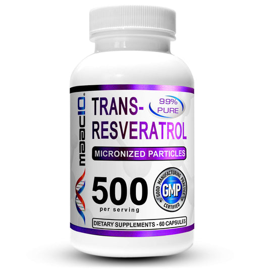 Maac10 Trans-Resveratrol 500mg supplement bottle