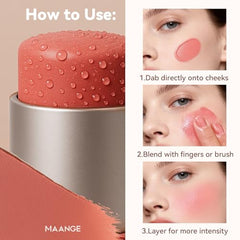 MAANGE Blush Stick used as eyeshadow for a soft, coordinated look