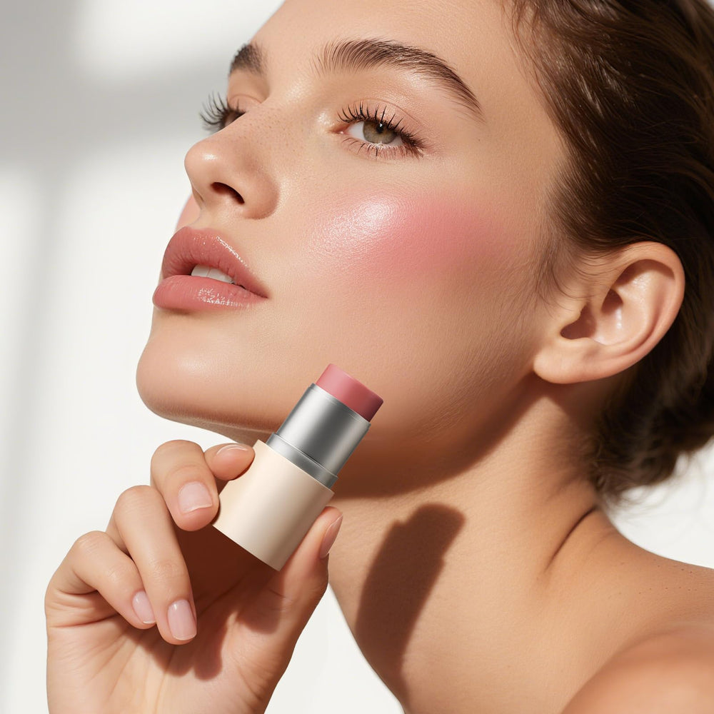 MAANGE Blush Stick stored in a purse for easy on-the-go use