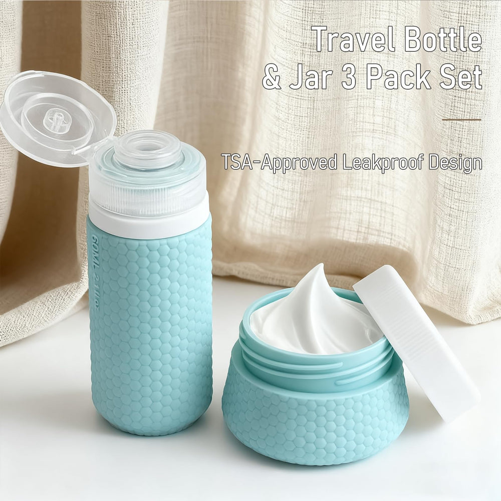 Mabnuby blue leather pattern travel kit designed for on-the-go use.