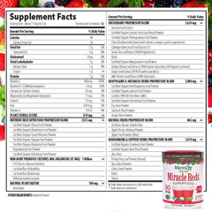 Packaging side view of Miracle Reds 30oz bottle