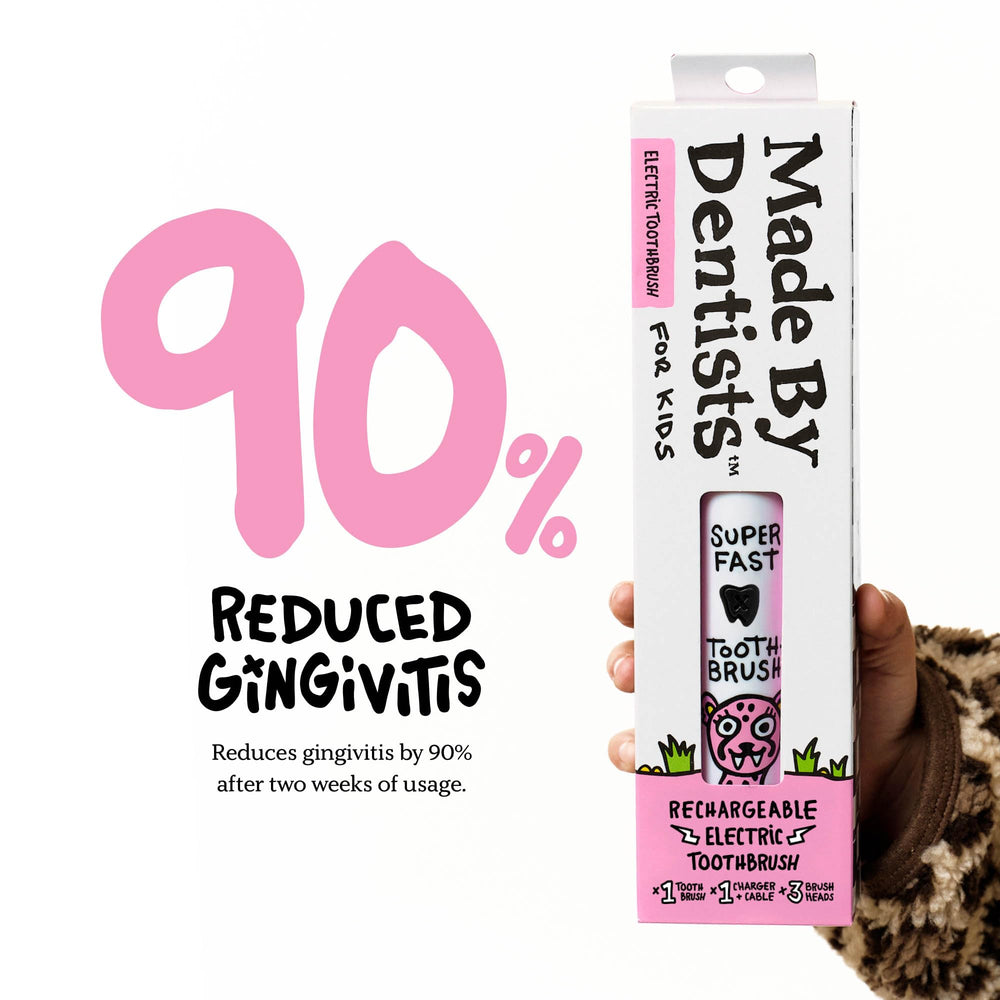 Back view of cheetah-themed kids toothbrush