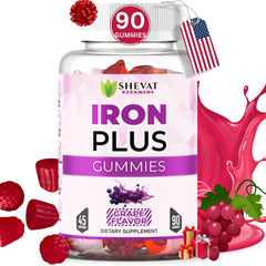 Made in USA 90-iron gummies for women in grape flavor