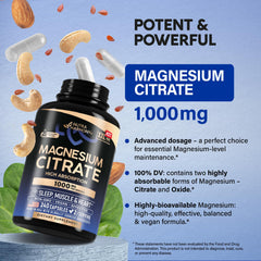 Made in USA Magnesium Citrate capsules label