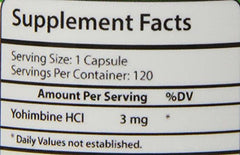 Made in USA label with Biotech Nutritions Yohimbine HCl dietary supplement