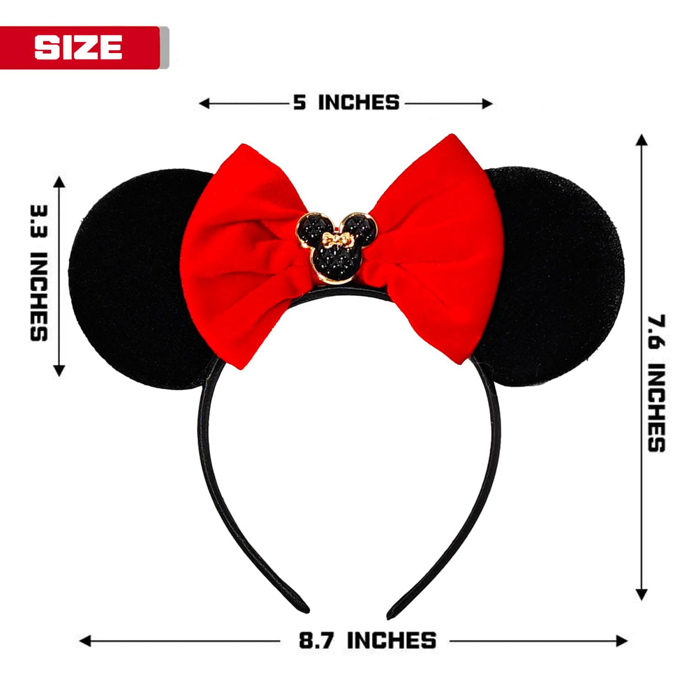 MADO pink mouse ears headband in red-black scheme, stylish and lightweight