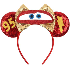 MADO red car mouse ears headband, lightweight party accessory for kids, adults, and cosplay.