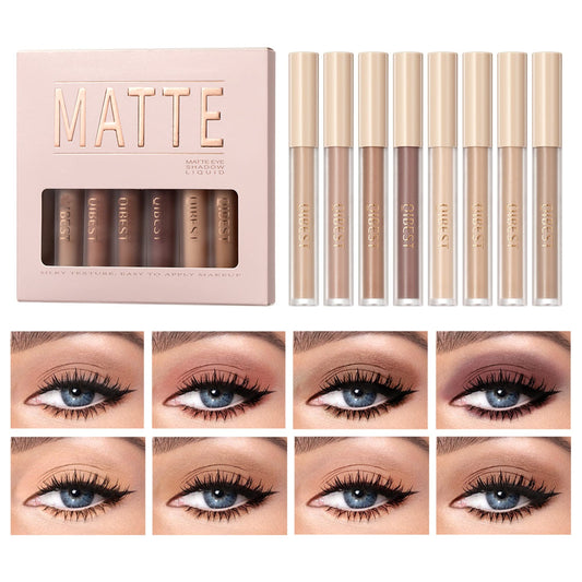 MAEPEOR Matte Liquid Eyeshadow in eight nude shades for a natural daily look