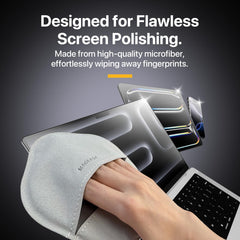 Cloth cleaning tablet and smartphone screens with precision