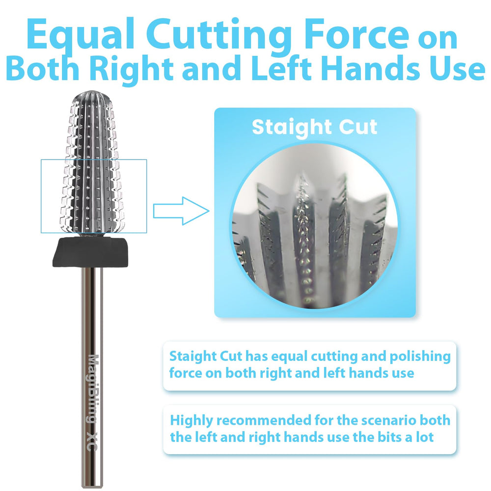 MagiBling straight-cut 3-32 shank nail bit for balanced cutting in both directions.