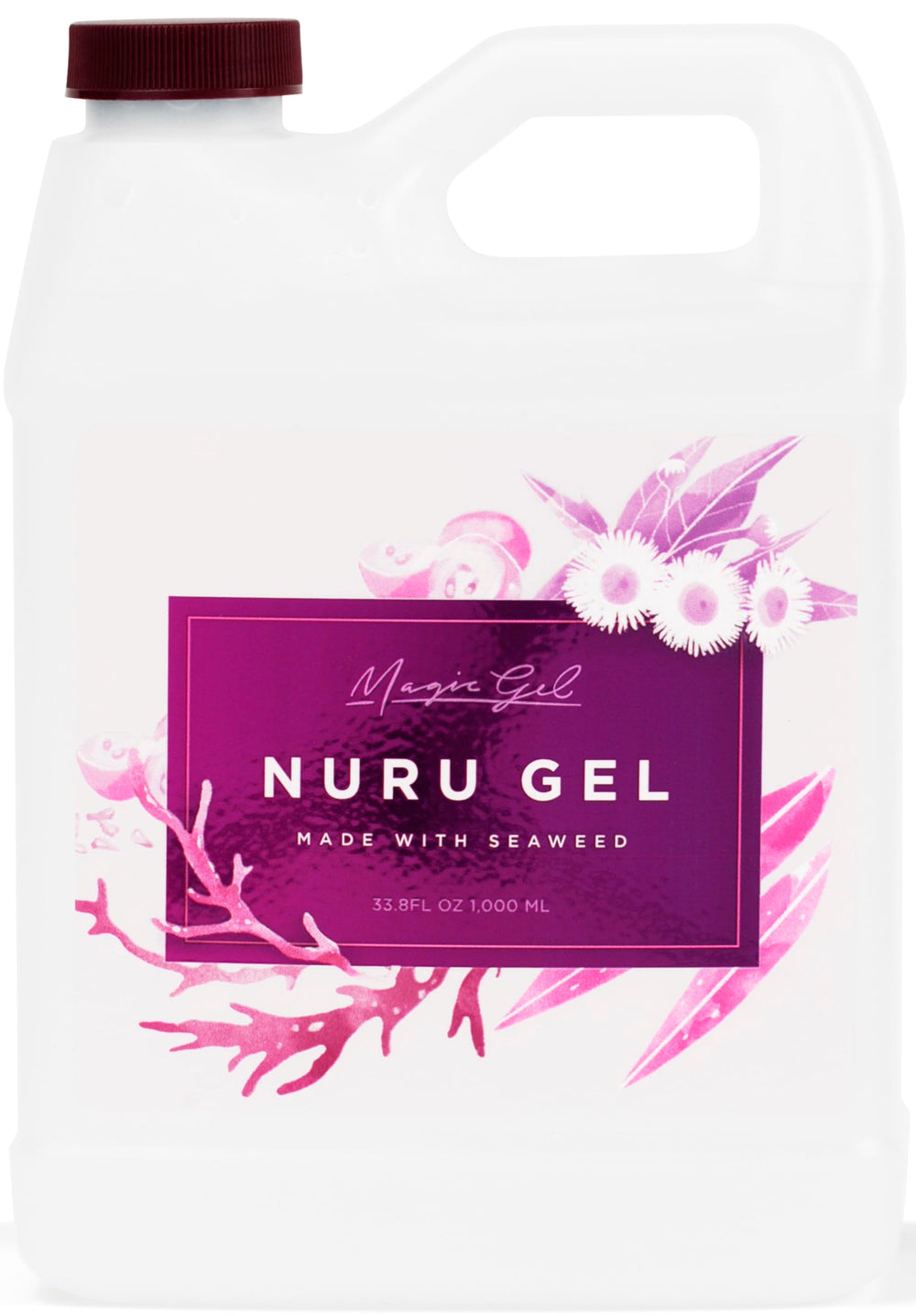 Bottle of Magic Gel Nuru Massage Therapy Gel—clear, fragrance-free, 33.8 oz