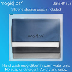Close-up of built-in cleaning cloth inside the pouch