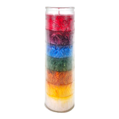 MAGICK SPACE Road Opener seven-color candle, detailed-wick closeup supports focused intention rituals.
