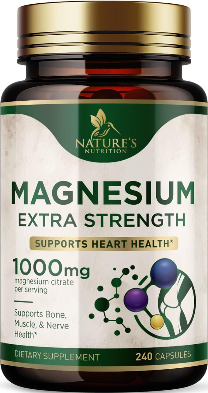 Hero shot of Magnesium 1000 mg citrate capsules bottle