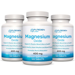 Magnesium 400mg high potency oxide supplement bottle with 3-pack 360 count
