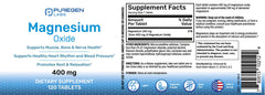 Close-up of magnesium oxide capsules in bottle