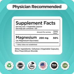 Muscle cramps support with Magnesium Bisglycinate 200mg