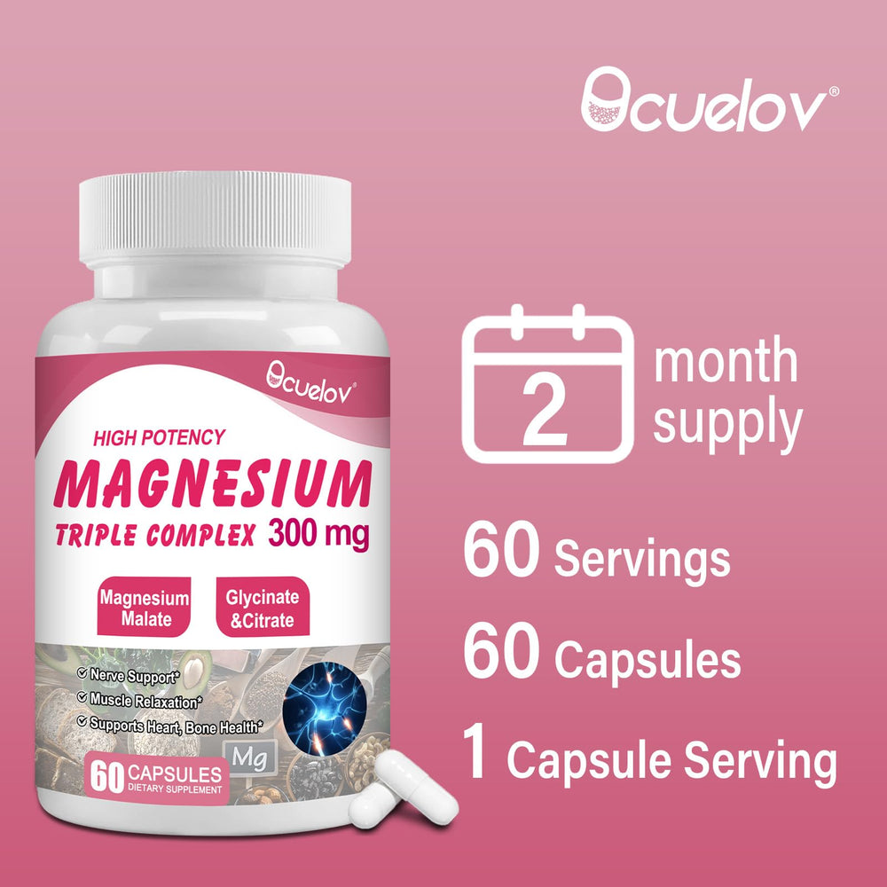 Close-up view of magnesium capsules in bottle
