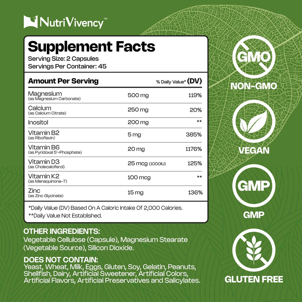 Advanced formula magnesium carbonate with calcium, inositol, and vitamins