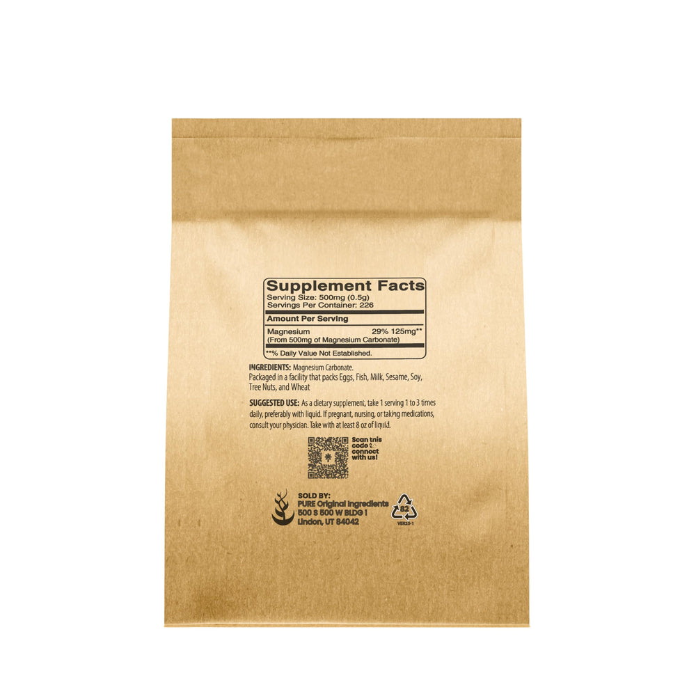 Side view of Pure Original Magnesium Carbonate Powder 4oz