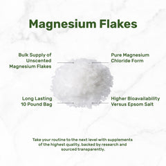 Close-up of magnesium chloride flakes for bulk 10 lb supply