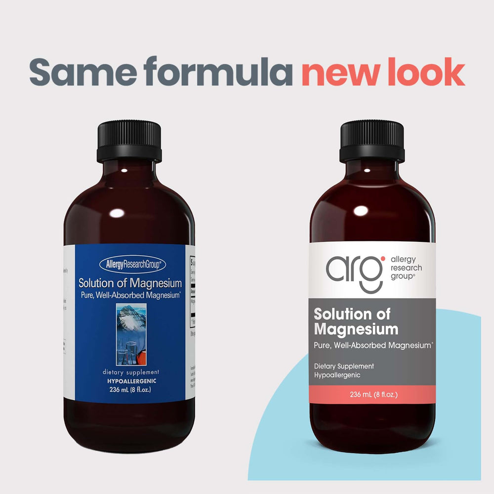 Box packaging and bottle of Allergy Research Group Magnesium Chloride Liquid