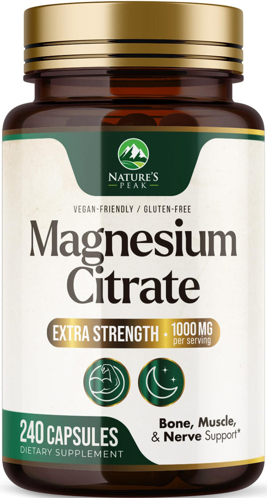 Bottle of Magnesium Citrate 1000mg capsules, 240-count