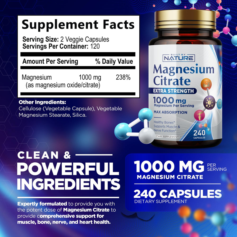 Stack of Magnesium Citrate 1000mg bottles