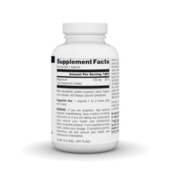 Close-up of the magnesium citrate per capsule label showing 133 mg